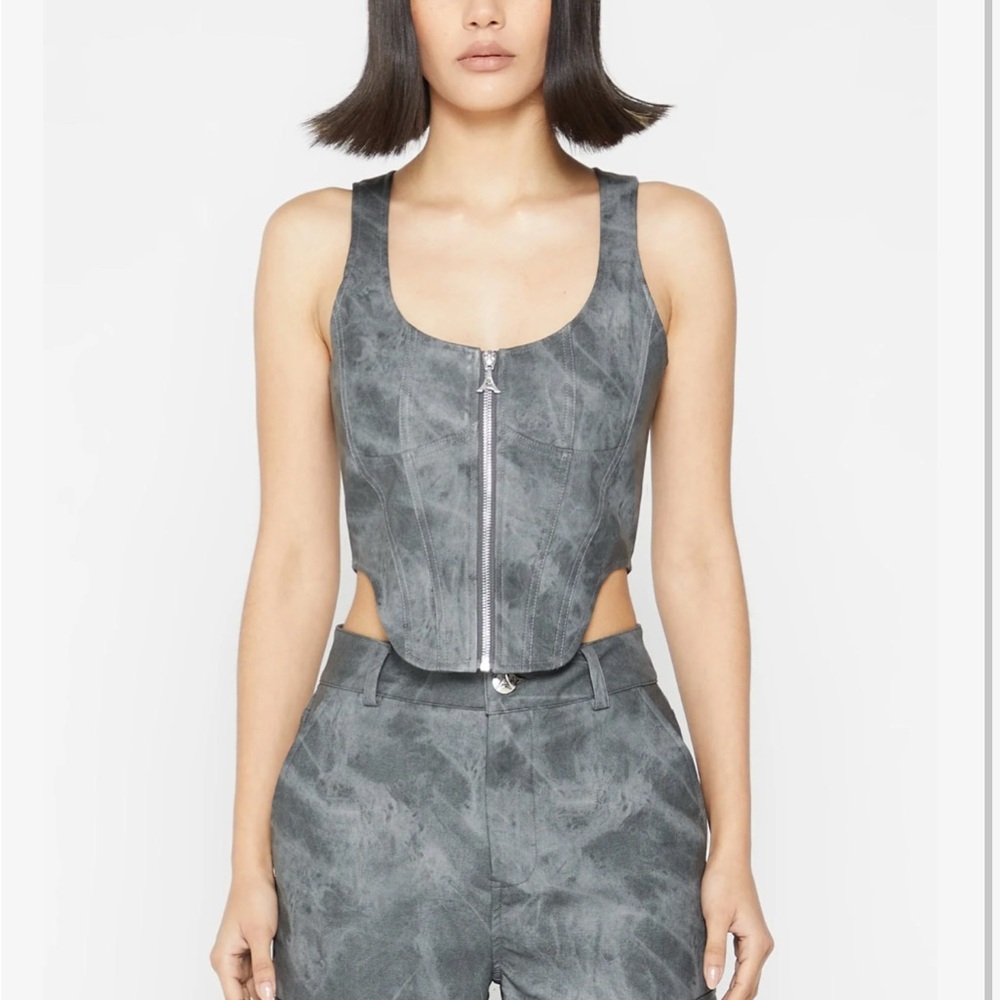 Maniere De Voir Gray Zip-Up Top and pants